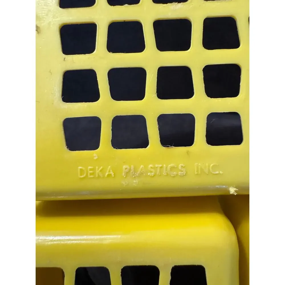 Vintage Deka Plastics No. 195 & 197 2 Piece Stacking Cutlery Utensil Tray Yellow